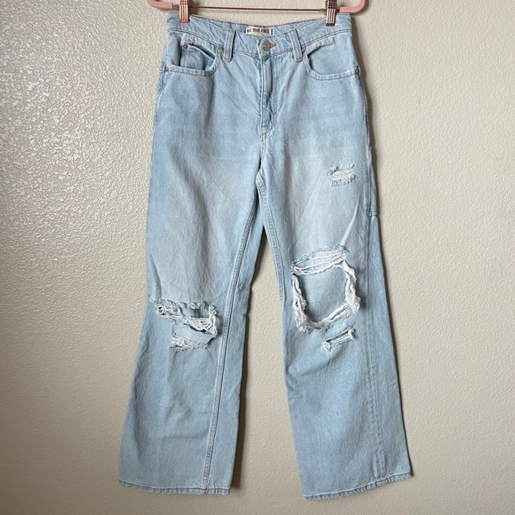 Free People Jeans 26S Tinsley Baggy Distressed Wide Leg Denim Cotton We The Free - Picture 3 of 11